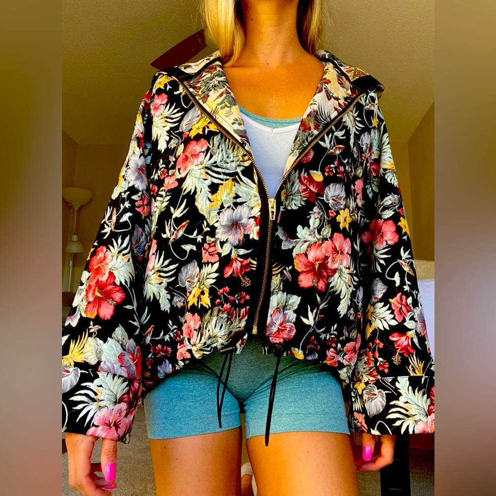 EMBROIDERED BLANK NYC FLORAL BOMBER JACKET